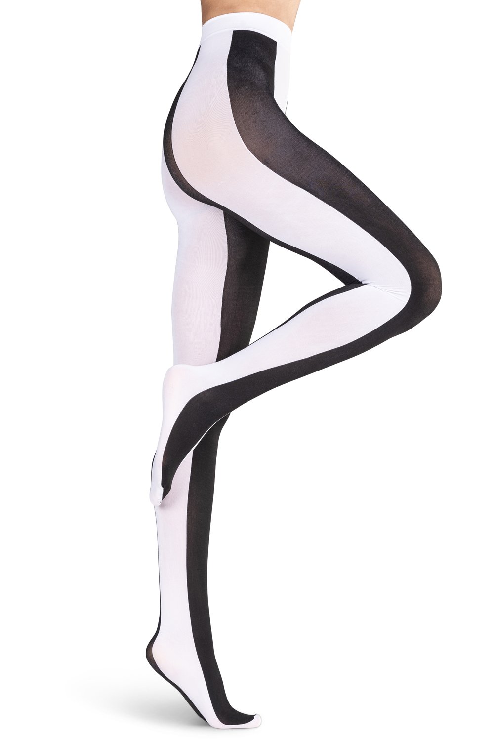 Two Toned Large Vertical Stripes Tights, Timeless Styles, Women