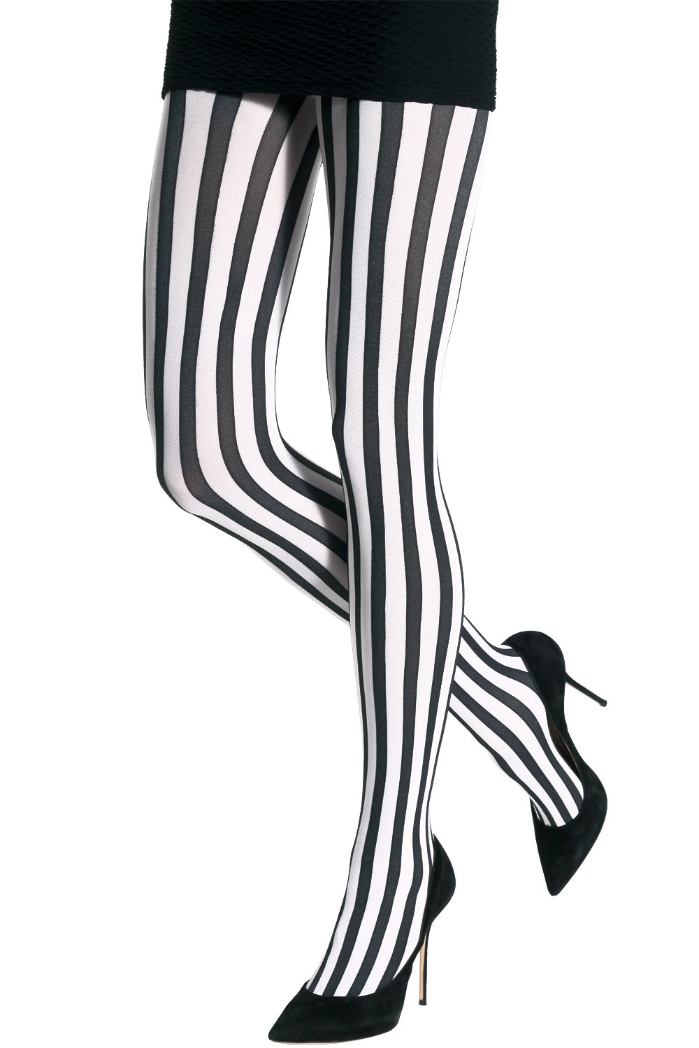  Vertical Striped Leggings for Women Black and White 7