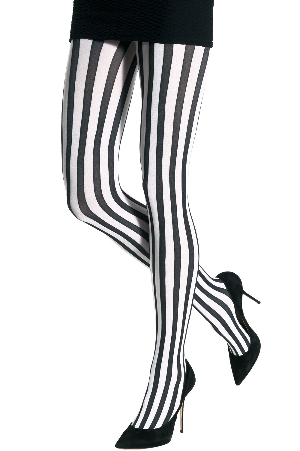 Black and White Vertical Striped Tights 5020570245491