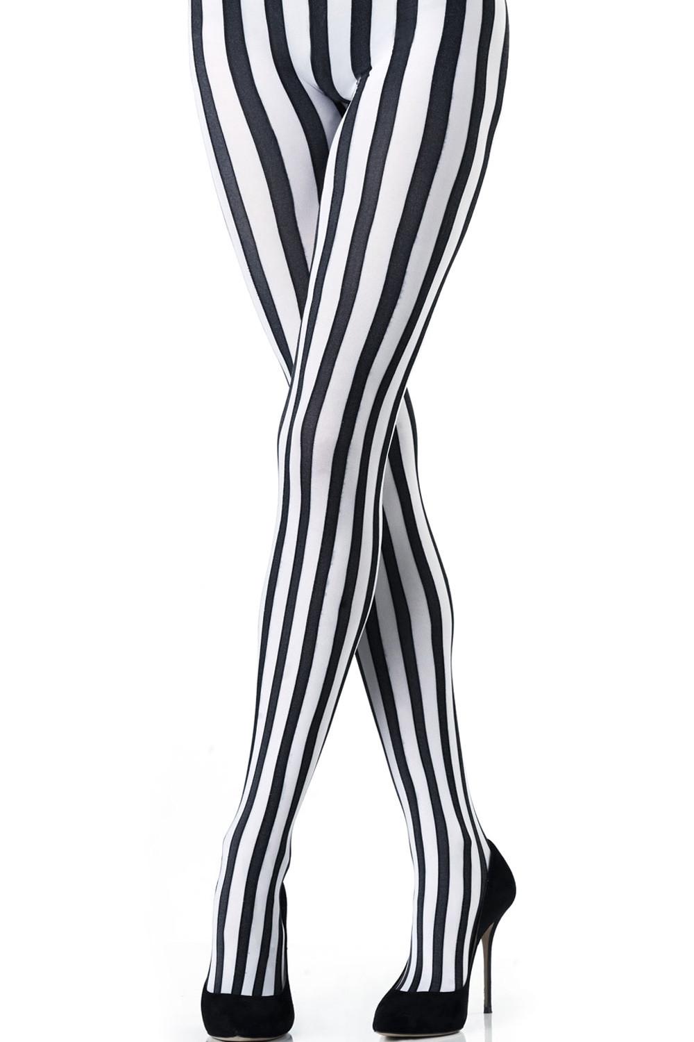 Two toned vertical stripes tights. 