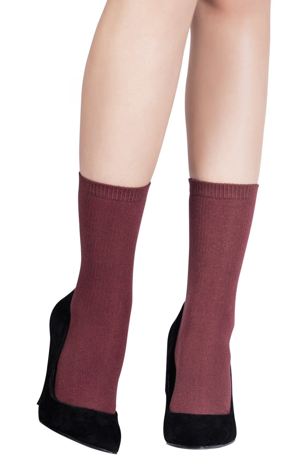 RIBBED VISCOSE/CASHMERE SOCKS