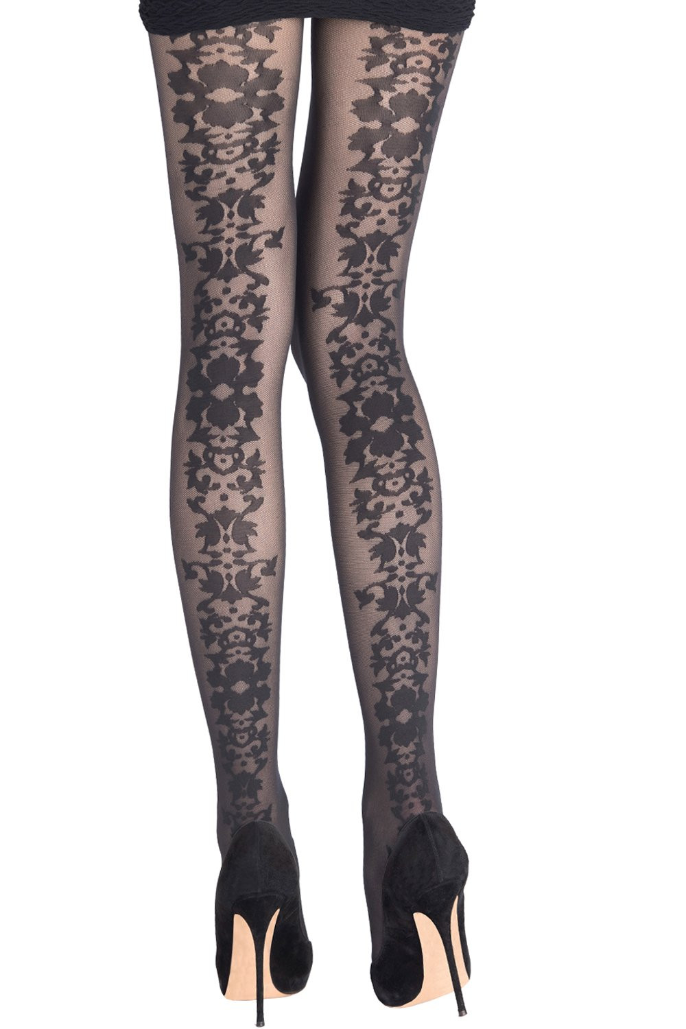 FLOWERED BACK SEAM TIGHTS