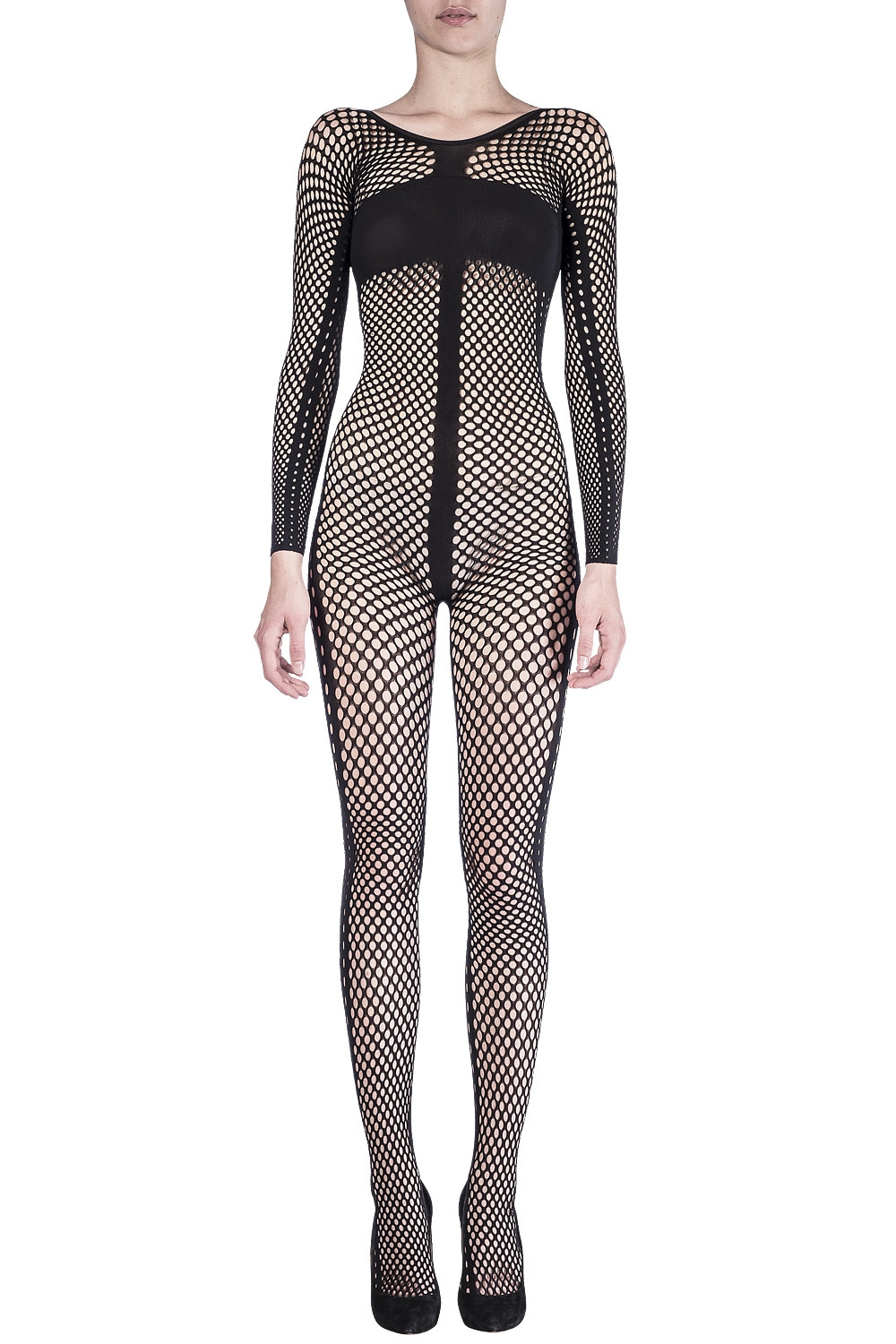Ladies Slim Fit Long Sleeve Mesh Fishnet Bodysuit Leotard Top UK Plus Size  8-22