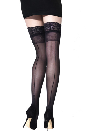 CLASSIC BACK SEAM STAY UP WITH LACE BAND